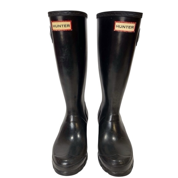 Hunter Unisex Tall Rain Boots Black Boy Size-4/Girl Size-5 GUC - Picture 1 of 8